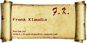 Frenk Klaudia névjegykártya